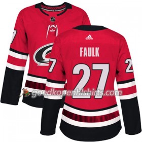 Carolina Hurricanes Justin Faulk 27 Adidas 2017-2018 Rood Authentic Shirt - Dames